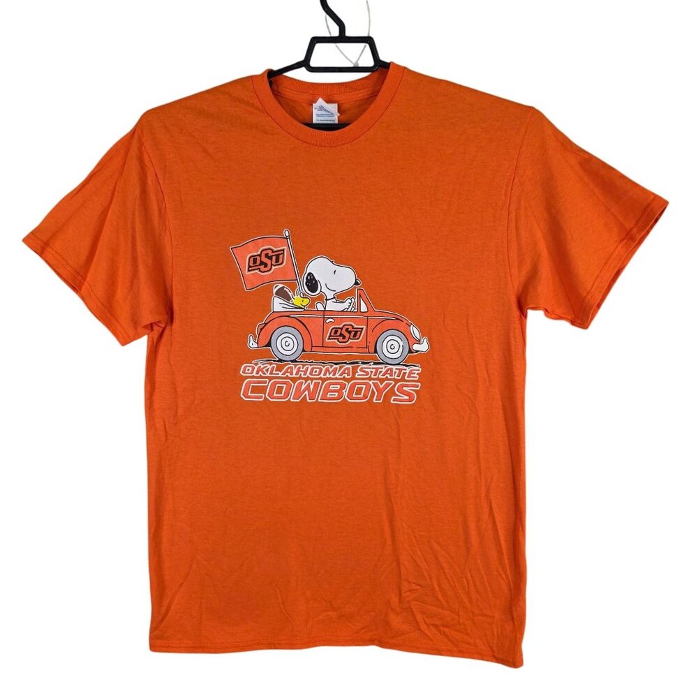 Mens Delta Pro Weight Orange Snoopy OSU Cowboys T Shirt Short Sleeve Size L